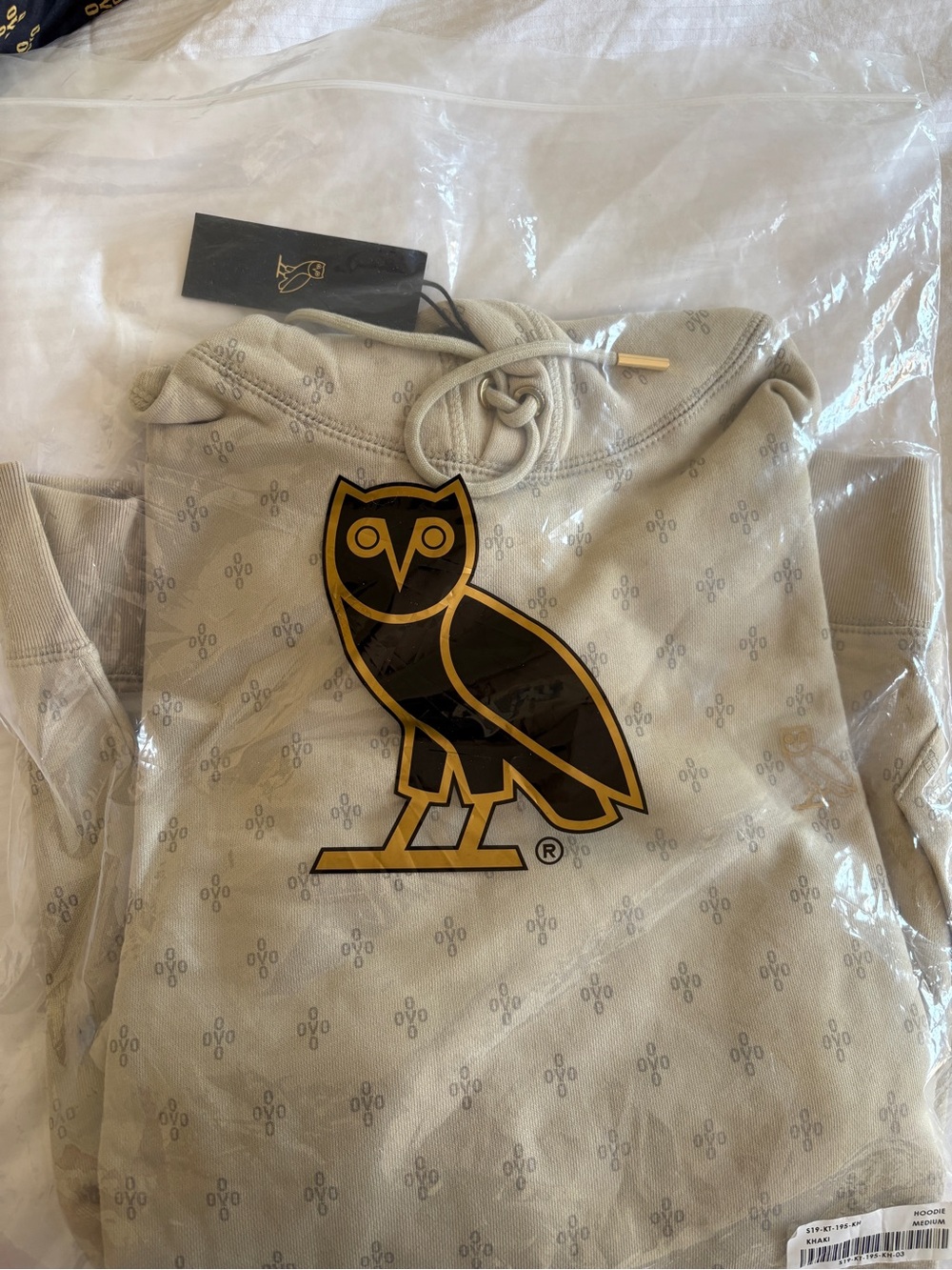 OVO Beige Hoodie with Gold Owl Logo